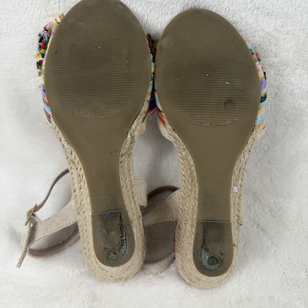 Betsey Johnson Lizzo SS Raffia Wedge Sandals Womens 8M Multicolor Bow Espadrille - Picture 10 of 12